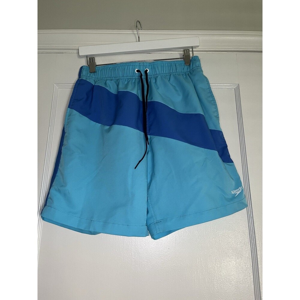 Speedo Swim Trunks Colorblock Light Blue Blue Men's M Drawstring Pockets Lined